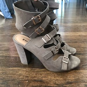 Bamboo buckled heels